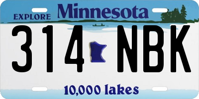 MN license plate 314NBK