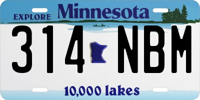 MN license plate 314NBM
