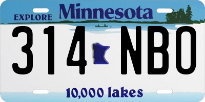 MN license plate 314NBO