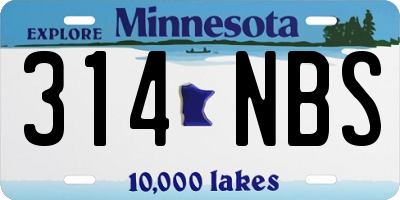 MN license plate 314NBS