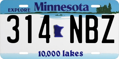 MN license plate 314NBZ