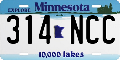 MN license plate 314NCC