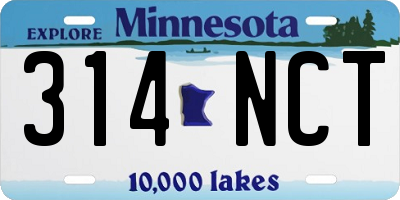 MN license plate 314NCT
