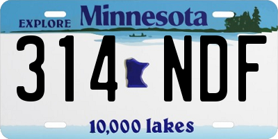 MN license plate 314NDF
