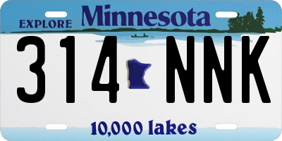 MN license plate 314NNK