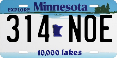 MN license plate 314NOE