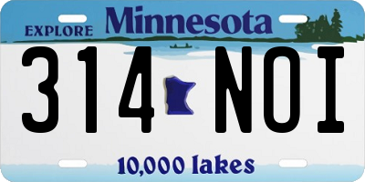 MN license plate 314NOI