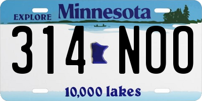 MN license plate 314NOO