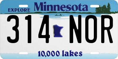 MN license plate 314NOR