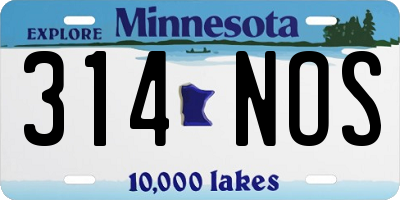 MN license plate 314NOS