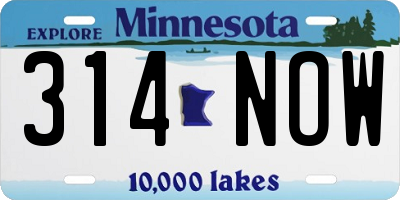 MN license plate 314NOW