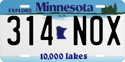 MN license plate 314NOX
