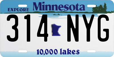 MN license plate 314NYG