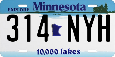MN license plate 314NYH