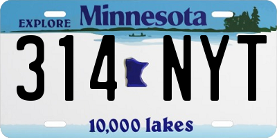 MN license plate 314NYT