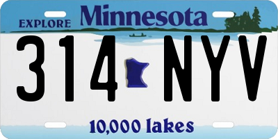 MN license plate 314NYV