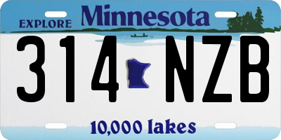 MN license plate 314NZB
