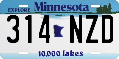 MN license plate 314NZD