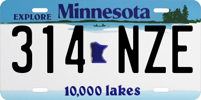 MN license plate 314NZE