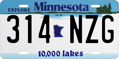 MN license plate 314NZG