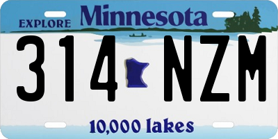 MN license plate 314NZM