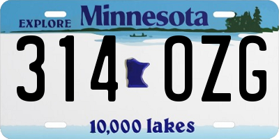 MN license plate 314OZG