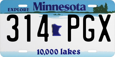 MN license plate 314PGX