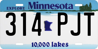 MN license plate 314PJT