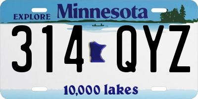 MN license plate 314QYZ