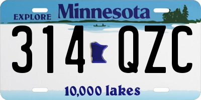 MN license plate 314QZC