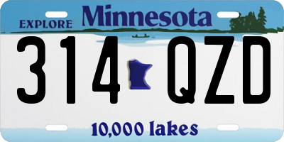 MN license plate 314QZD