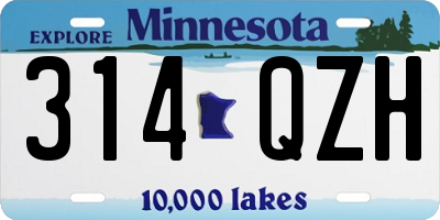 MN license plate 314QZH