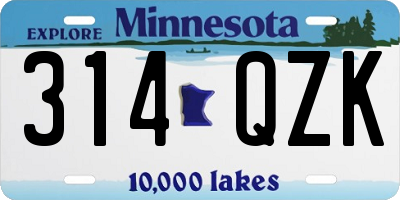 MN license plate 314QZK