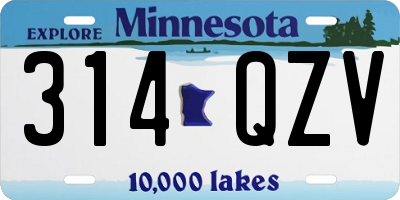 MN license plate 314QZV