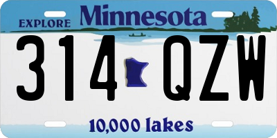 MN license plate 314QZW