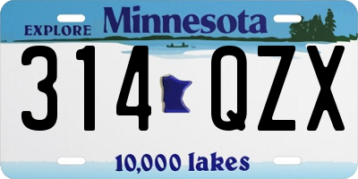 MN license plate 314QZX