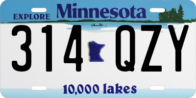 MN license plate 314QZY