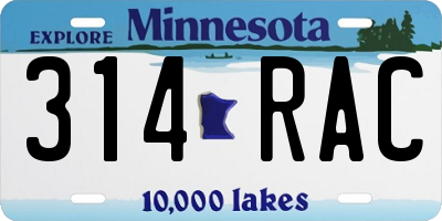 MN license plate 314RAC