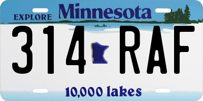 MN license plate 314RAF