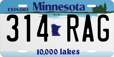 MN license plate 314RAG