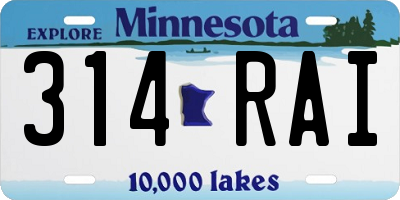 MN license plate 314RAI