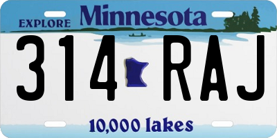 MN license plate 314RAJ