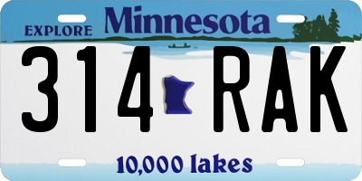 MN license plate 314RAK