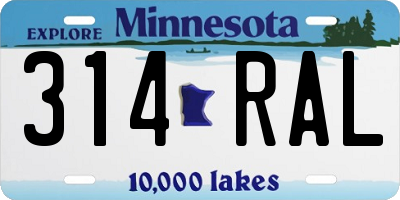 MN license plate 314RAL