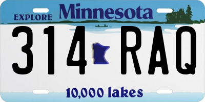 MN license plate 314RAQ
