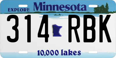 MN license plate 314RBK
