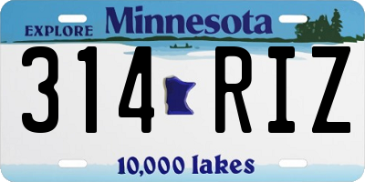 MN license plate 314RIZ