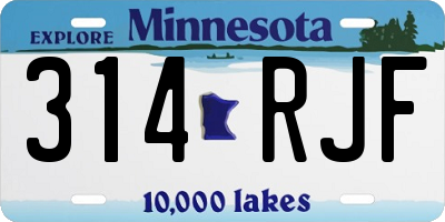 MN license plate 314RJF
