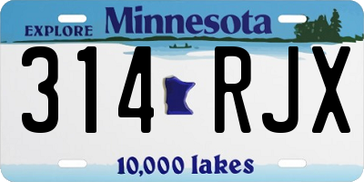 MN license plate 314RJX