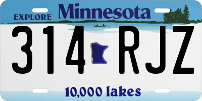MN license plate 314RJZ